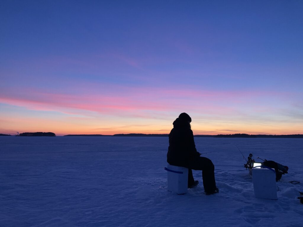 Ice fishing trip on Lake Saimaa